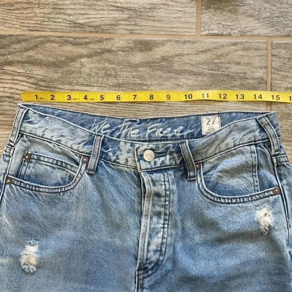 Free People Chewed Up Straight leg distressed ankle jeans Mid Rise women’s 27